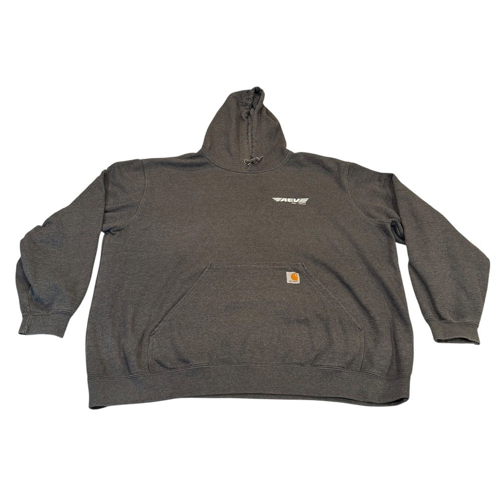 Carhartt Mens 2XL XXL Original‎ Fit AEV REV Group Logo Hoodie Gray Pullover